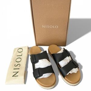 Nisolo Ella Go-To Flatform Slide Sandal Women’s Size 9 Black Leather